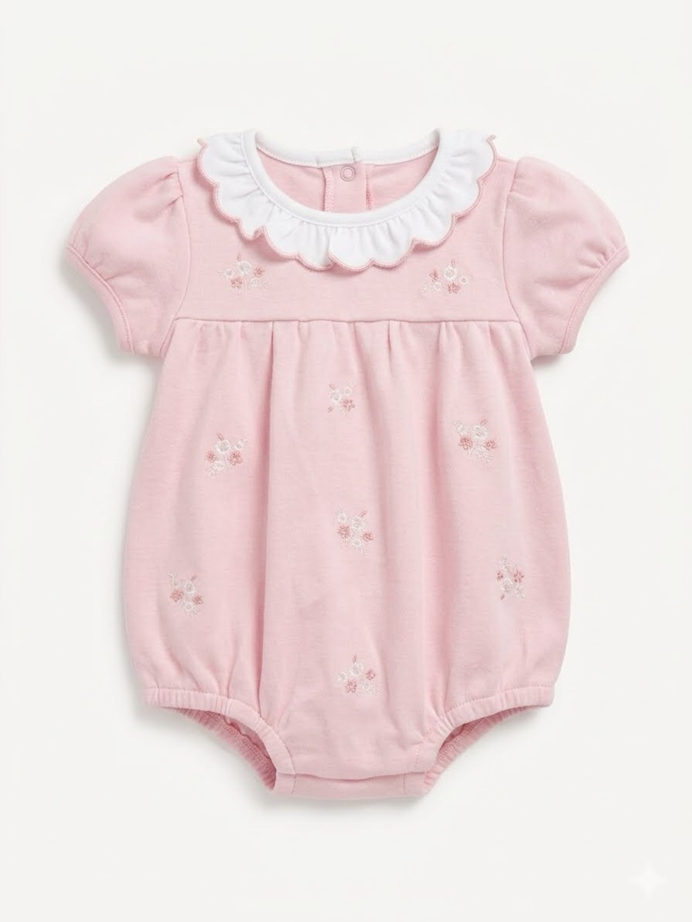 Little Nutmeg Pink Floral Embroidered Baby Romper Bubble 6-9 Months